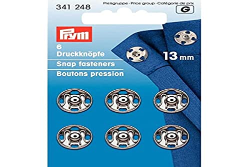 Prym Przyszywanie Zatrzaskowe Zatrzaski Mosiezne 6 Sztuk, Srednica 13 mm, Srebrna Prym Przyszywanie Zatrzaskowe Zatrzaski Mosiezne 6 Sztuk, Srednica 13 mm, Srebrna