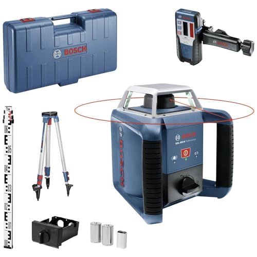 Bosch Professional Laser obrotowy GRL 400 H (jeden przycisk obsługowy, odbiornik LR 1, łata miernicza GR 2400, statyw budowlany BT 152, zasięg pracy: do m (średnica), walizka) - obrazek 1