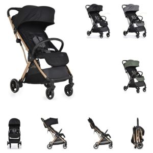Cangaroo Wózek dziecięcy Buggy Easy Fold aluminiowy dach przeciwsłoneczny, regulowany, składany, kosz, kolor: czarno-złoty Cangaroo Wózek dziecięcy Buggy Easy Fold aluminiowy dach przeciwsłoneczny, regulowany, składany, kosz, kolor: czarno-złoty