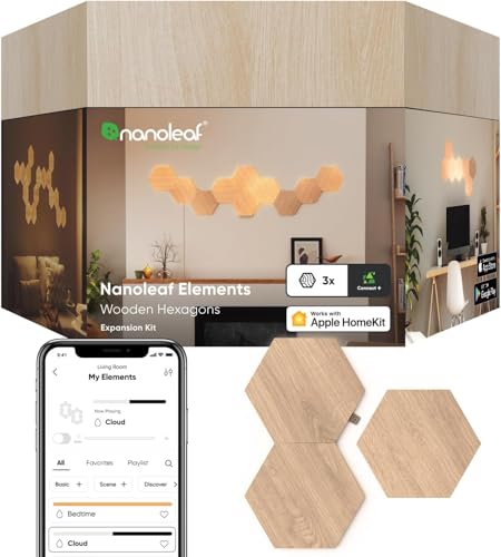 NanoleafElements Wood Look Hexagons Expansion Pack (3 panele)Cool White + Warm NanoleafElements Wood Look Hexagons Expansion Pack (3 panele)Cool White + Warm