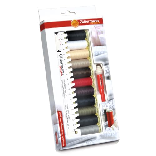 Gutermann Creativ Sew All Zestaw 11 szpul 100m + miernik ręczny Seam Fix Mini, różne kolory - obrazek 1
