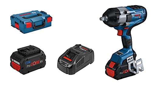 Bosch Professional system 18V: akumulatorowy klucz udarowy BITURBO GDS 18V 1000 C (2 akumulatory ProCORE 5.5Ah szybka ładowarka GAL 1880 CV, walizka L BOXX)