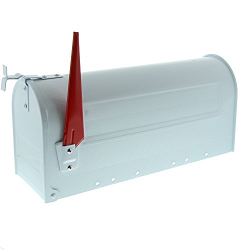 BURG WÄCHTER Amerykańska skrzynka na listy, U.S. Mailbox z obrotową flagą bez plakietki nazwisko, Stal, US Box 891 W, Biały (podobny do RAL 9016) - obrazek 1