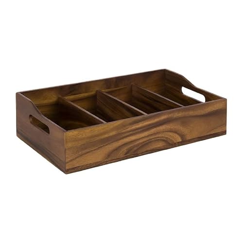 APS 11952 Pojemnik na sztućce, 51 x 28 cm, wysokość 13 drewno akacjowe, 4 przegródki 26 11,5 cm każda