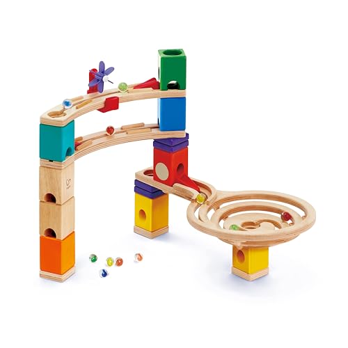 Hape E6021 Quadrilla Race to the Finish, Wooden Marble Run 58 pieces, Educational Construction Toys for 4 Years and Up Hape E6021 Quadrilla Race to the Finish, Wooden Marble Run 58 pieces, Educational Construction Toys for 4 Years and Up