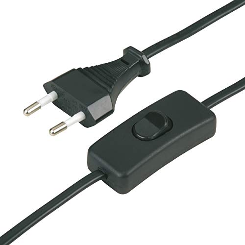 REV 0505681555 przewód zasilający, kabel z przełącznikiem i wtyczką euro, 2 m, maks. A, czarny - obrazek 1