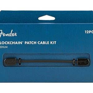 Fender® »BLOCKCHAIN™ PATCH CABLE KIT MEDIUM PACK« kabel krosowy zestaw 12 sztuk 4 x 10 cm/6 15 cm/1 20 60 cm zagięta wtyczka kolor: czarny