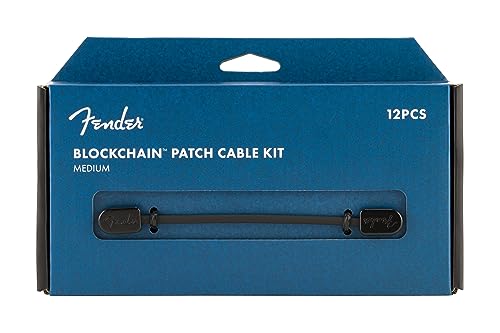 Fender® »BLOCKCHAIN™ PATCH CABLE KIT MEDIUM PACK« kabel krosowy zestaw 12 sztuk 4 x 10 cm/6 15 cm/1 20 60 cm zagięta wtyczka kolor: czarny