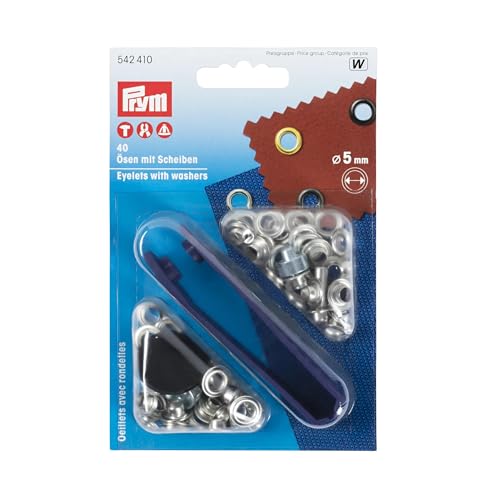 Prym Oczka Z Podkladkami 40 Sztuk, 5,0 mm Srednica, Srebrna - obrazek 1