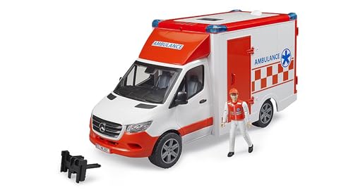 bruder 02676 Mercedes Benz Sprinter Ambulans zintegrowany moduł światła i dźwięku Nosze Kierowca Pojazd ratunkowy Sanitariusz Pogotowie Ratunkowe bworld 1:16 - obrazek 1