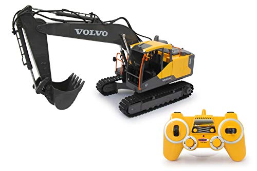 JAMARA 405055 Koparka Volvo EC160E 2,4 GHz realistyczne funkcje, każdy przegub sterowany indywidualnie, dźwięki, obrót wieży 660, tryb automatycznego czuwania, żółty