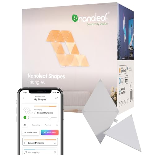 Nanoleaf Shapes Triangle Expansion Pack Zestaw Dodatkowy Paneli Świetlnych Trójkątnych, Wielokolorowy, 3 panele