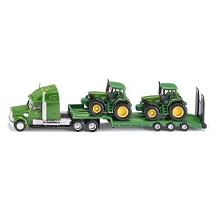 siku 1837, Low Loader with 2 John Deere Tractors, 1:87, Metal/Plastic, Green, Folding tailgate siku 1837, Low Loader with 2 John Deere Tractors, 1:87, Metal/Plastic, Green, Folding tailgate