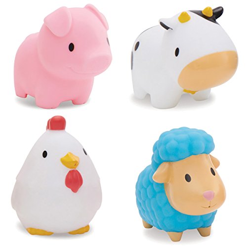 Munchkin Floating Farm Animal Themed Rubber Bath Squirt Toys for Baby Pack of 4