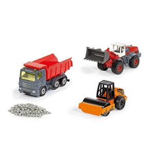 Siku 6329, Zestaw upominkowy do budowy dróg, Wywrotka, Ładowarka kołowa Liebherr, Walec drogowy, Ruchome części, W zestawie: górka żwiru Siku 6329, Zestaw upominkowy do budowy dróg, Wywrotka, Ładowarka kołowa Liebherr, Walec drogowy, Ruchome części, W zestawie: górka żwiru