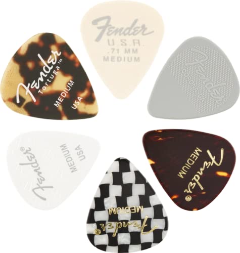 Fender© Kostki gitarowe i basowe „351 Material Medley Picks” różne kolory materiały średnie zestaw 6 szt Fender© Kostki gitarowe i basowe „351 Material Medley Picks” różne kolory materiały średnie zestaw 6 szt