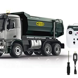 Mercedes Benz Arocs Metal Meiller 1:20 2,4 GHz Siła podnoszenia 15 kg, metalowa skrzynia biegów, 4 koła, zawieszenie zawieszenia, gumowe opony, światło LED/sygnalizacyjne Mercedes Benz Arocs Metal Meiller 1:20 2,4 GHz Siła podnoszenia 15 kg, metalowa skrzynia biegów, 4 koła, zawieszenie zawieszenia, gumowe opony, światło LED/sygnalizacyjne