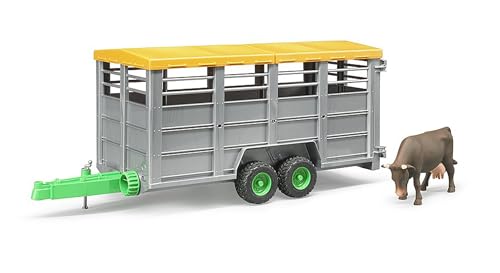 bruder 02227 Przyczepa do przewozu zwierząt z 1 krową 1:16 Transporter zwierząt, przyczepa, rolnictwo, farma, ciężarówka, zabawka