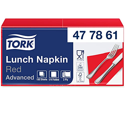 Tork 477861 Soft serwetki obiadowe czerwone na 3 warstwowe, chłonne papierowe w kolorze czerwonym wszechstronne zastosowanie ma optymalną jakość - obrazek 1