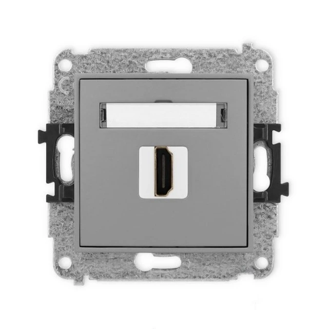 MINI Mechanizm gniazda pojedynczego HDMI 2.1, 8K szary mat 27MHDMI‑5 - obrazek 1