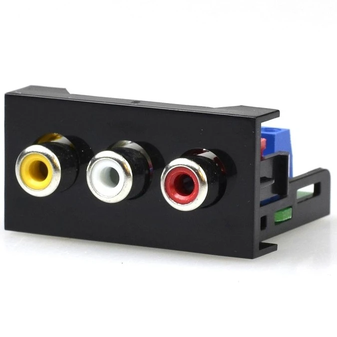 Moduł 1M 22,5x45 3x RCA szybkozłącze czarny Mediabox NEKU - obrazek 1