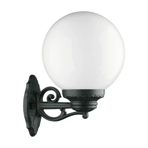 INDURA GLOBO kinkiet styl klasyczny – wys. 30 cm x szer. 30 cm x kula ø25 cm – E27 70W – kula opalowa – ?ywica – IP55 – czarny 3715002