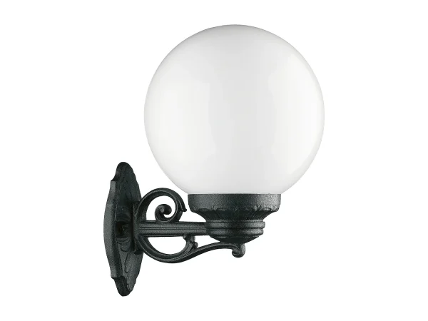 INDURA GLOBO kinkiet styl klasyczny – wys. 30 cm x szer. 30 cm x kula ø25 cm – E27 70W – kula opalowa – ?ywica – IP55 – czarny 3715002 INDURA GLOBO kinkiet styl klasyczny – wys. 30 cm x szer. 30 cm x kula ø25 cm – E27 70W – kula opalowa – ?ywica – IP55 – czarny 3715002