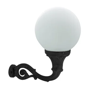 INDURA GLOBO kinkiet styl klasyczny – wys. 64 cm x szer. 65 cm – E27 70W – kula opalowa – ?ywica – IP55 – czarny 3715068