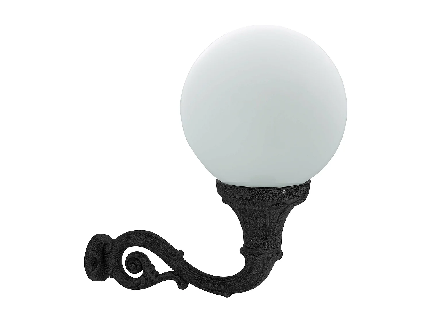 INDURA GLOBO kinkiet styl klasyczny - wys. 64 cm x szer. 65 cm - E27 70W - kula opalowa - ?ywica - IP55 - czarny 3715068 - obrazek 1