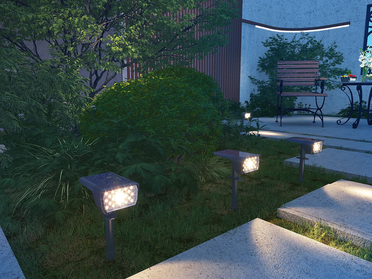 Lampa solarna wbijana w ziemię - 300 lumenów - Czarny - HORSENS 2775191 - obrazek 1