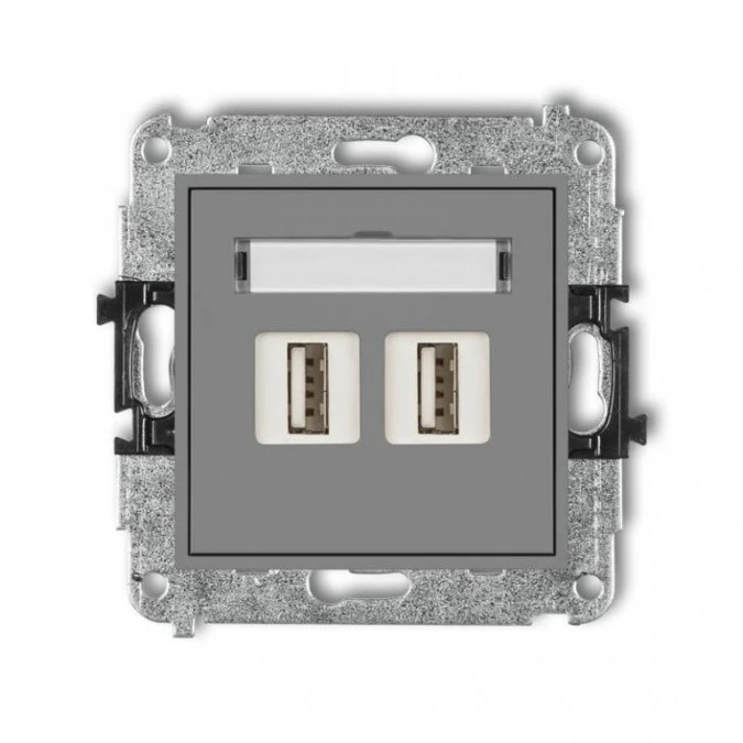 MINI Gniazdo podwójne 2xUSB‑AA 3.0 szary mat 27MGUSB‑6 - obrazek 1