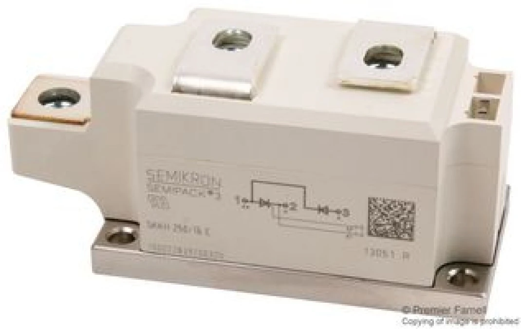 Moduł mieszany dioda‑tyrystor elektroizolowany 1,6kV 250A przyłącza śrubowe obudowa A76b SKKH 250/16 07898625