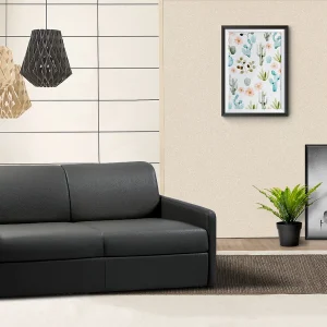 Kanapa 3-osobowa rozkładana typu expres z ekoskóry CALIFE – Czarny – Miejsce do spania 140 cm – Materac 18 cm 129483 Kanapa 3-osobowa rozkładana typu expres z ekoskóry CALIFE – Czarny – Miejsce do spania 140 cm – Materac 18 cm 129483