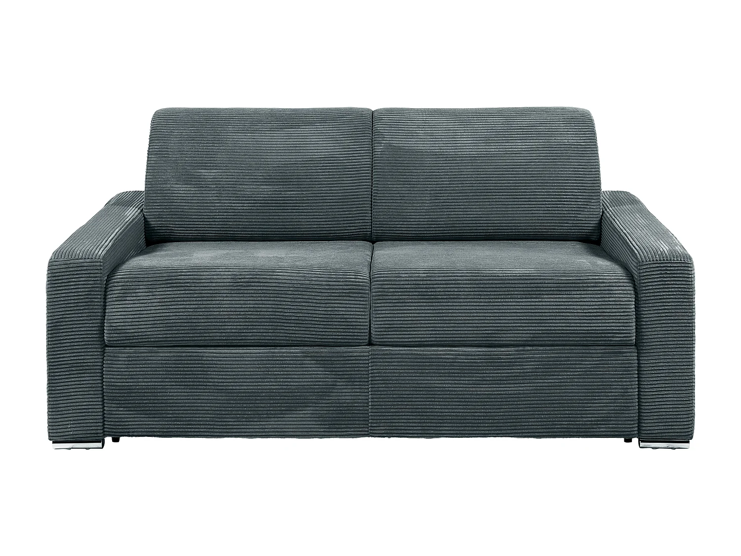 Kanapa 3-osobowa rozkładana typu express z antracytowego sztruksu - Miejsce do spania z szerokimi listewkami 140 cm - Materac 18 cm - CALITO 3295403 - obrazek 1