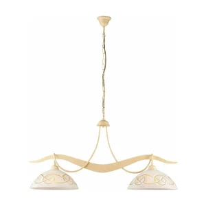Bilbao żyrandol żelazo kość słoniowa efekt piklowania klosze szkło białe bursztynowe Ø30 cm 2 lampy dł 89×30 cm 3789048 Bilbao żyrandol żelazo kość słoniowa efekt piklowania klosze szkło białe bursztynowe Ø30 cm 2 lampy dł 89×30 cm 3789048