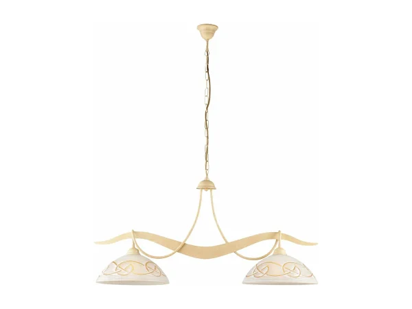 Bilbao żyrandol żelazo kość słoniowa efekt piklowania klosze szkło białe bursztynowe Ø30 cm 2 lampy dł 89×30 cm 3789048 Bilbao żyrandol żelazo kość słoniowa efekt piklowania klosze szkło białe bursztynowe Ø30 cm 2 lampy dł 89×30 cm 3789048