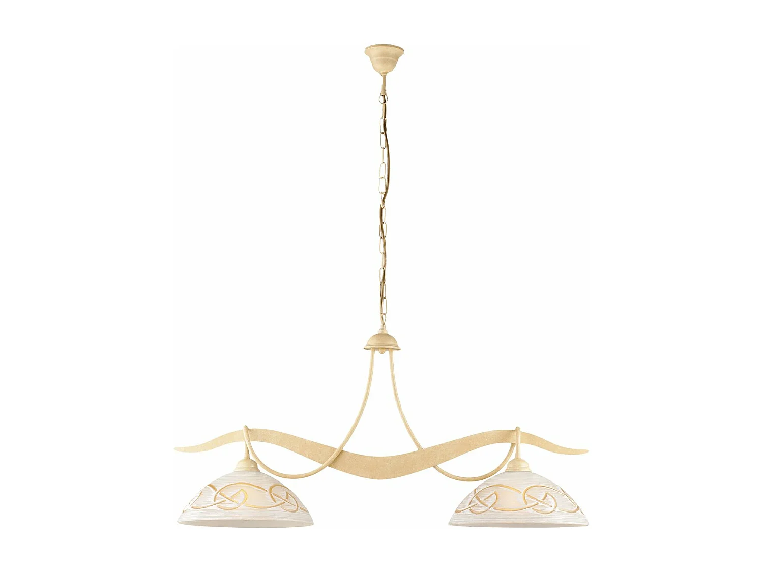 Bilbao żyrandol żelazo kość słoniowa efekt piklowania klosze szkło białe bursztynowe Ø30 cm 2 lampy dł 89x30 cm 3789048 - obrazek 1