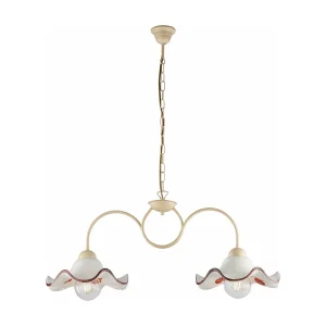 Żyrandol Anemone żelazo kość słoniowa styl decapé dyfuzory ceramiczne Ø30 cm biały brązowy 2 lampy dł 81×30 cm 3791023 Żyrandol Anemone żelazo kość słoniowa styl decapé dyfuzory ceramiczne Ø30 cm biały brązowy 2 lampy dł 81×30 cm 3791023