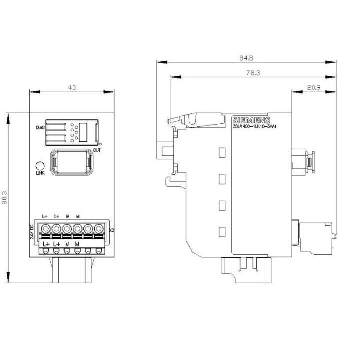 Moduł interfejsowy standard Profinet 24V DC przyłącza sprężynowe montaż tablicowy SIRIUS ACT 3SU1400‑1LK10‑3AA1 - obrazek 2