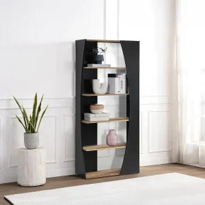 Biblioteczka z 5 półkami – Czarny i Naturalny – JILORA 3583149 Biblioteczka z 5 półkami – Czarny i Naturalny – JILORA 3583149
