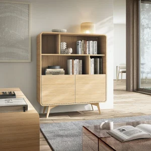 Biblioteczka z 2 szafkami i 4 wnękami – Naturalny – JALEMO 4035205 Biblioteczka z 2 szafkami i 4 wnękami – Naturalny – JALEMO 4035205