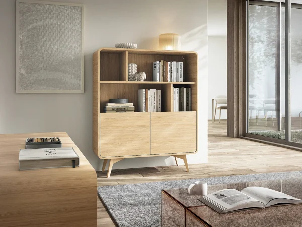 Biblioteczka z 2 szafkami i 4 wnękami – Naturalny – JALEMO 4035205
