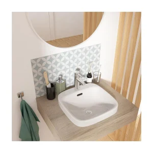 JADE 37cm biała ceramiczna kwadratowa półblatowa umywalka 4142932 JADE 37cm biała ceramiczna kwadratowa półblatowa umywalka 4142932