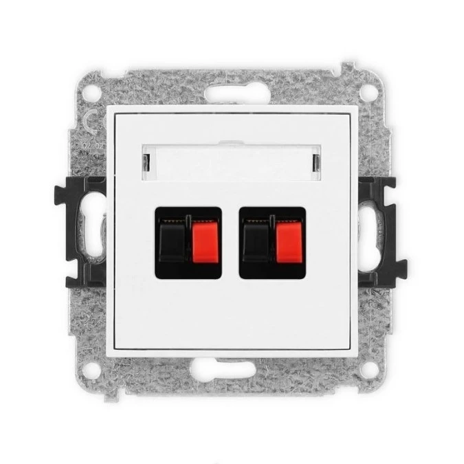 MINI Mechanizm gniazda głośnikowego podwójnego biały mat 25MGG‑2 - obrazek 1