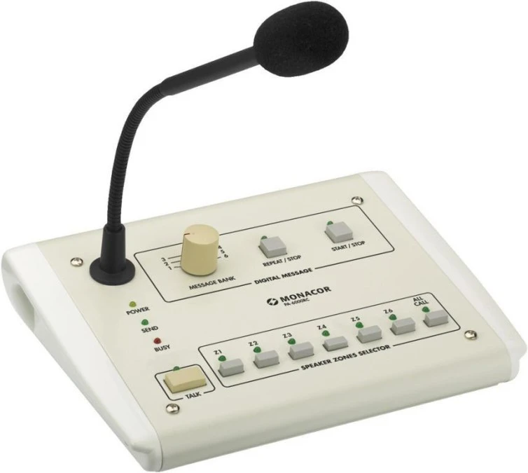 Mikrofon pulpitowy PA, strefowy, współpracujący z PA‑6240, PA‑6480 i PA‑6600 PA‑6000RC