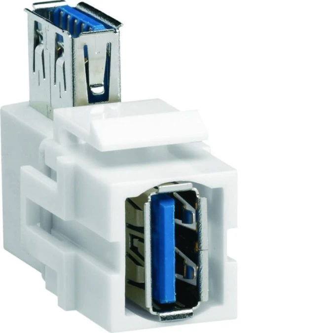 Moduł KEYSTONE gniazdo USB 3.0, przelotowe, wtyk kątowy 90, biały VZ30UA - obrazek 1
