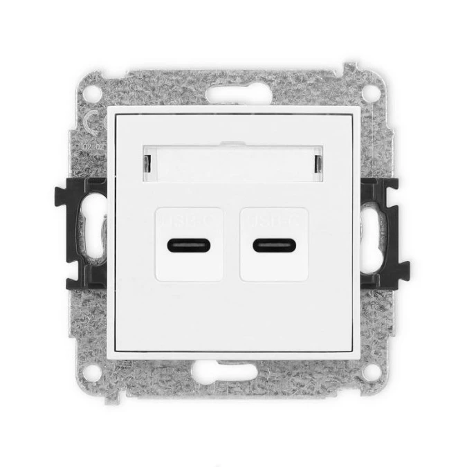 MINI Mechanizm ładowarki USB podwójnej 2xUSB C, 30W max. biały MCUSB‑9 - obrazek 1