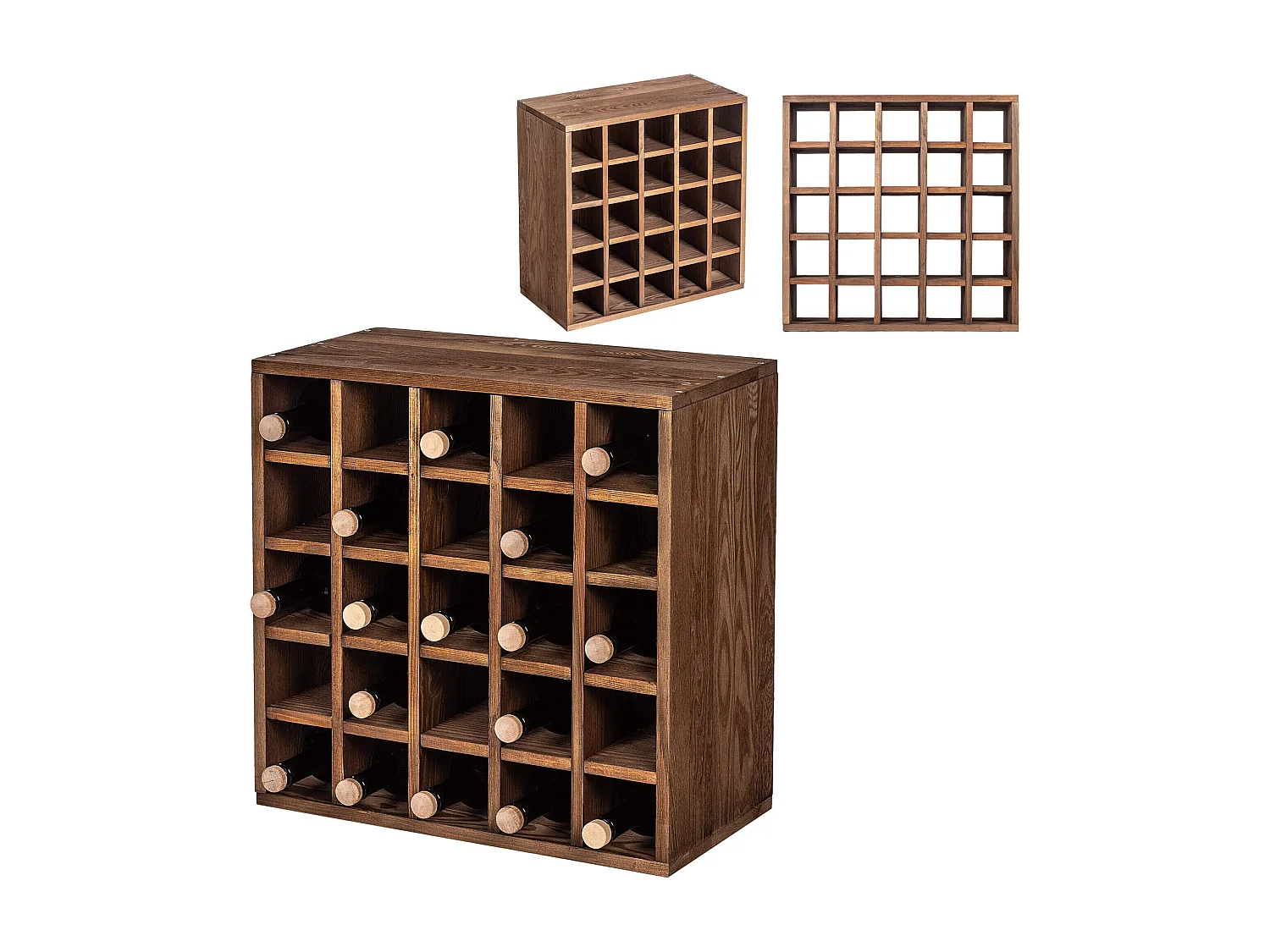 KADAX Regał na wino Loreo szachownica drewniany ciemny brąz 4201283 - obrazek 1