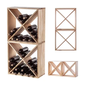 KADAX Regał na wino Loreo X drewniany jasny brąz 2szt 4201284 KADAX Regał na wino Loreo X drewniany jasny brąz 2szt 4201284