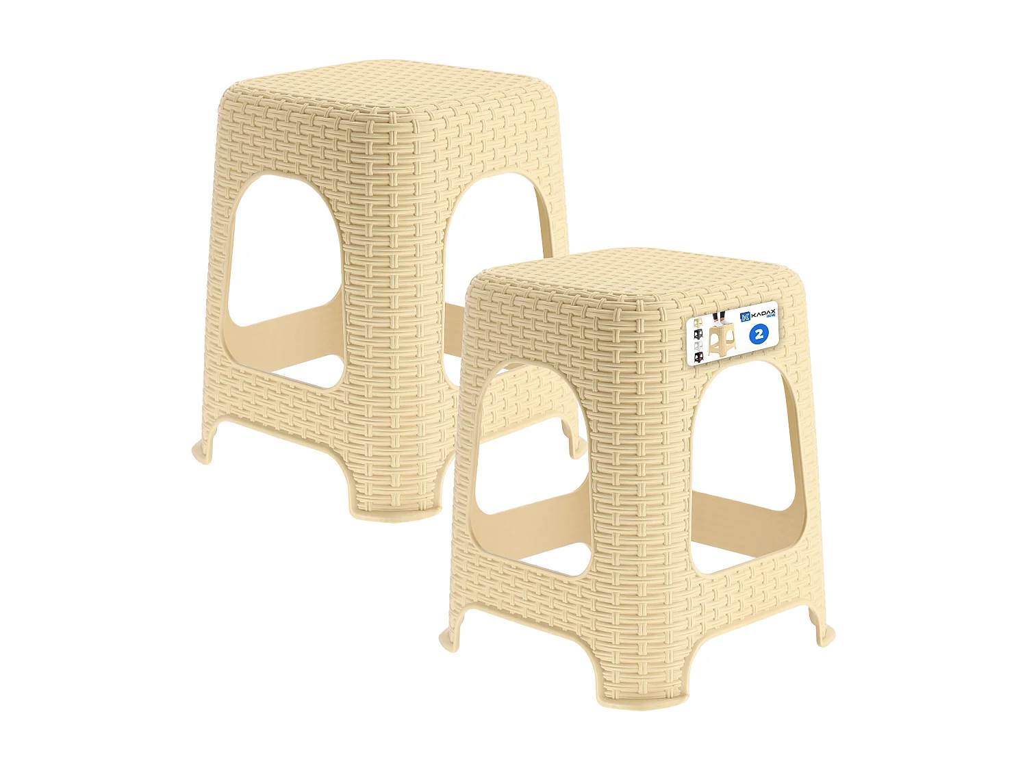 KADAX Taboret rattan 45 x 26 cm beżowy, 2 szt. 4201298 - obrazek 1